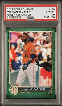 2022 Topps Chrome 180 Yordan Alvarez Green Refractor PSA 10