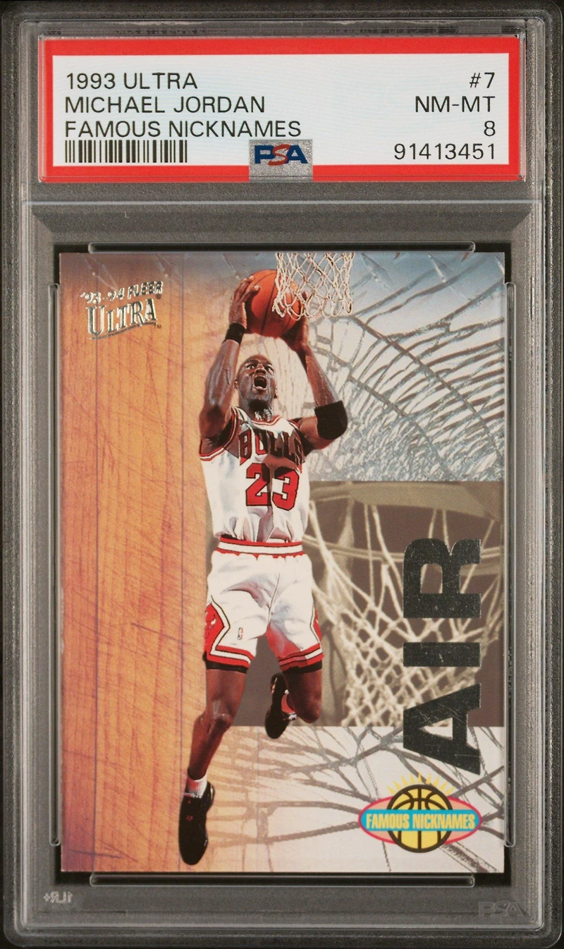 1993 Ultra Famous Nicknames 7 Michael Jordan PSA 8