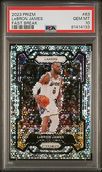 2023 Panini Prizm 63 Lebron James Fast Break PSA 10