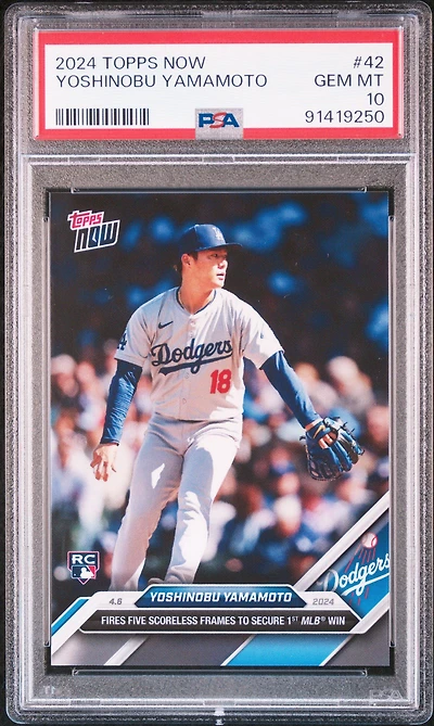2024 Topps Now 42 Yoshinobu Yamamoto PSA 10