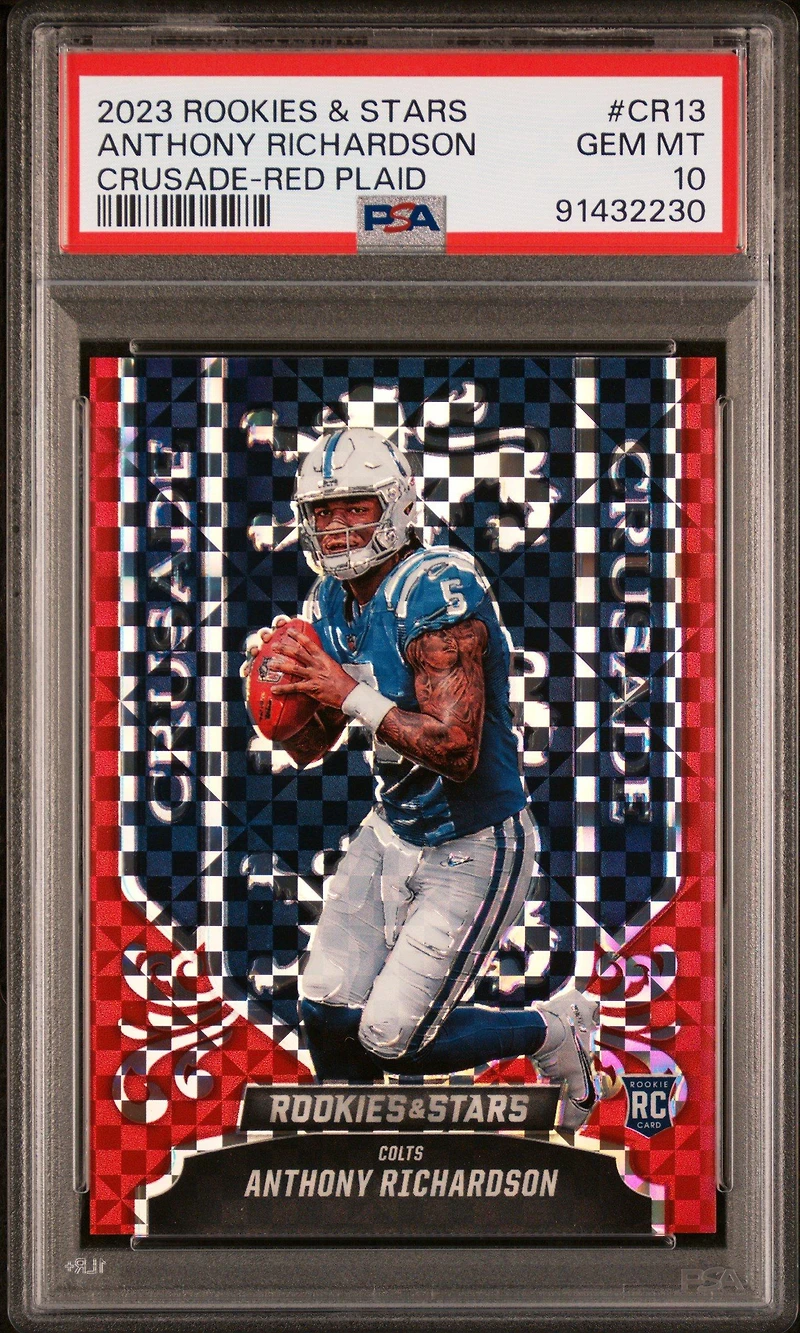 2023 Panini Rookies & Stars Crusade Cr13 Anthony Richardson Red Plaid PSA 10
