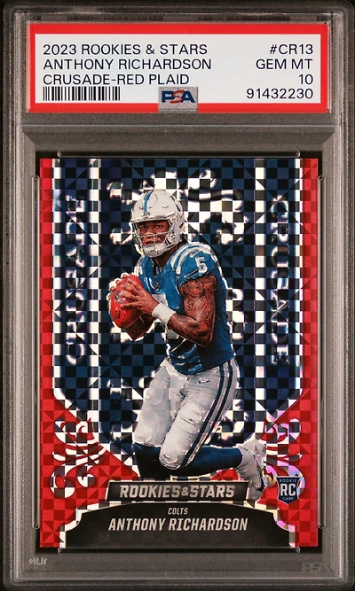 2023 Panini Rookies & Stars Crusade Cr13 Anthony Richardson Red Plaid PSA 10