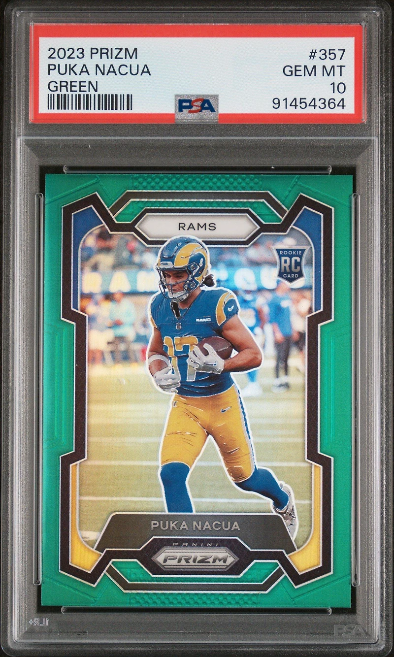 2023 Panini Prizm 357 Puka Nacua Green Prizm PSA 10