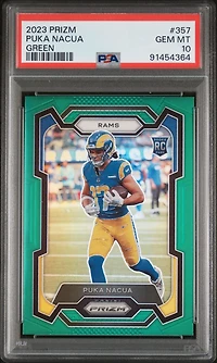 2023 Panini Prizm 357 Puka Nacua Green Prizm PSA 10
