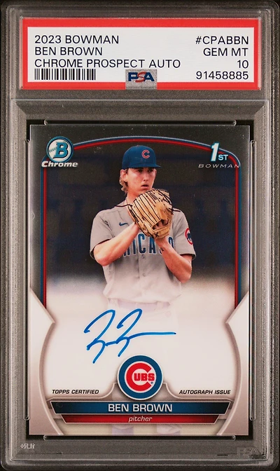 2023 Bowman Chrome Prospect Autographs Cpabbn Ben Brown PSA 10