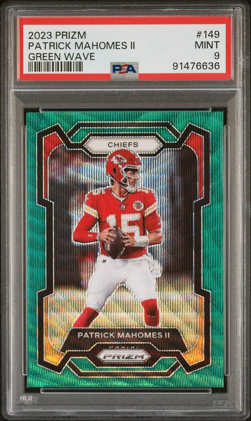 2023 Panini Prizm 149 Patrick Mahomes Ii Green Wave PSA 9