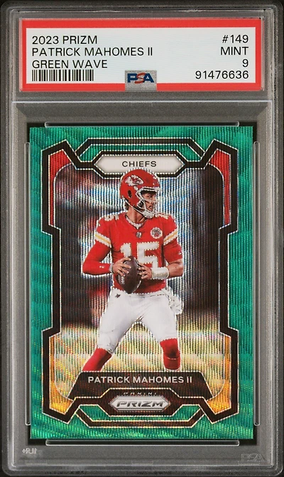 2023 Panini Prizm 149 Patrick Mahomes Ii Green Wave PSA 9