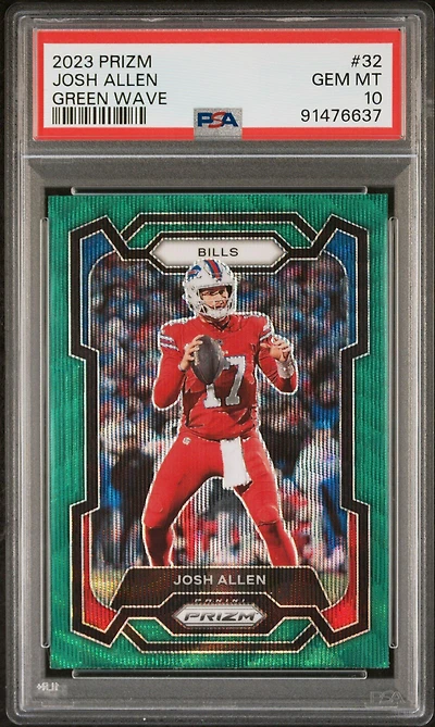 2023 Panini Prizm 32 Josh Allen Green Wave PSA 10
