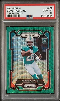 2023 Panini Prizm 365 De'von Achane Green Wave PSA 10