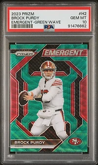 2023 Panini Prizm Emergent H2 Brock Purdy Green Wave PSA 10