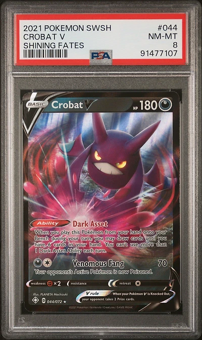 2021 Pokemon Sword & Shield Shining Fates 044 Crobat V PSA 8