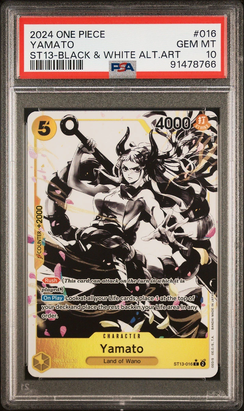 2024 One Piece Ultra Deck-the Three Brothers 016 Yamato Black & White Alternate Art PSA 10