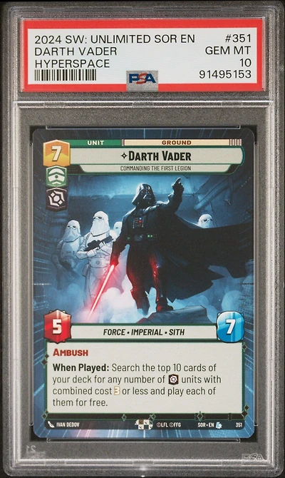 2024 Star Wars: Unlimited Spark Of Rebellion Darth Vader