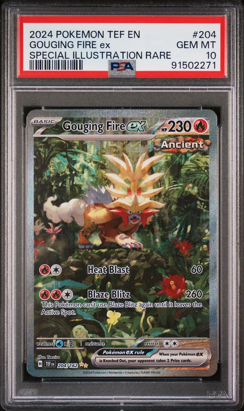 2024 Pokemon Tef En-temporal Forces 204 Gouging Fire Ex PSA 10