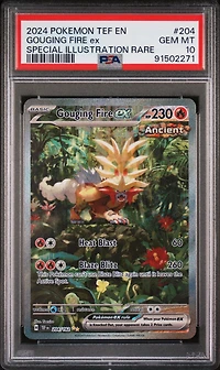 2024 Pokemon Tef En-temporal Forces 204 Gouging Fire Ex PSA 10