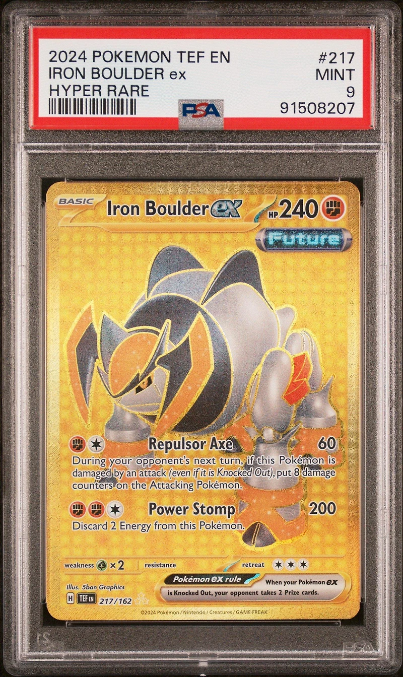 2024 Pokemon Tef En-temporal Forces 217 Iron Boulder Ex Hyper Rare PSA