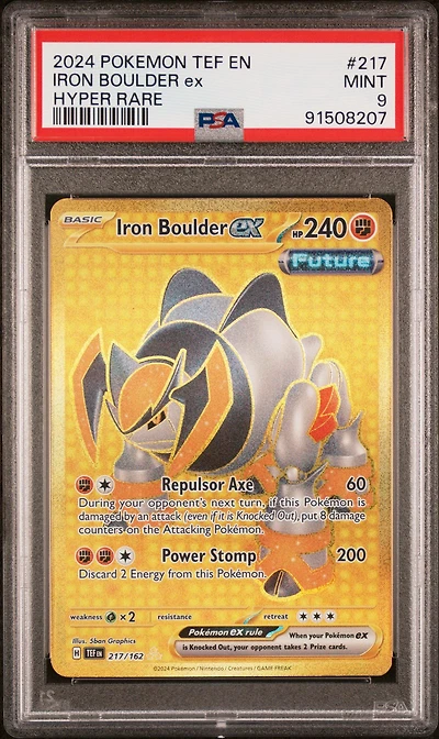 2024 Pokemon Tef En-temporal Forces 217 Iron Boulder Ex Hyper Rare PSA
