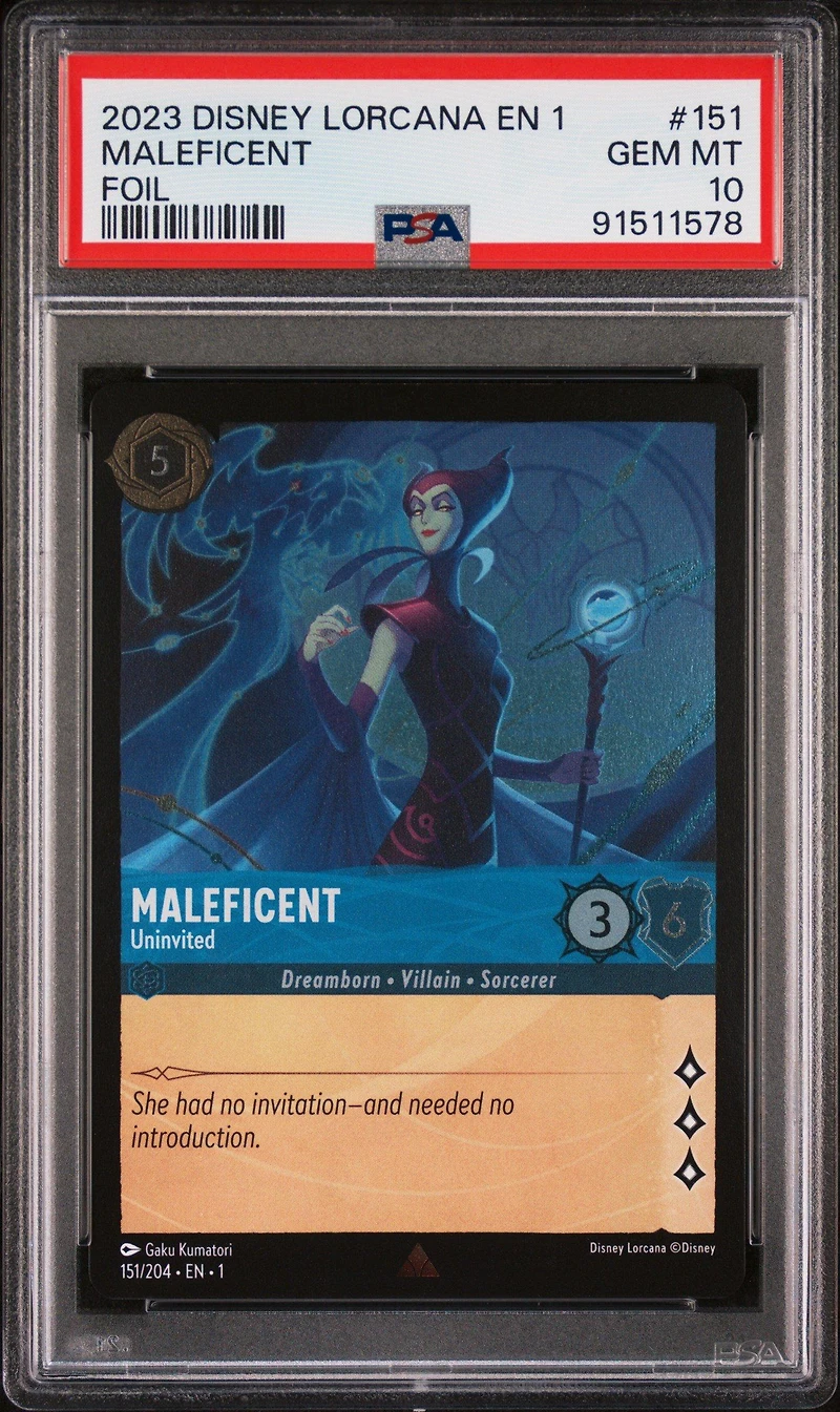 2023 Disney Lorcana En 1-the First Chapter 151 Maleficent - Uninvited Foil PSA 10