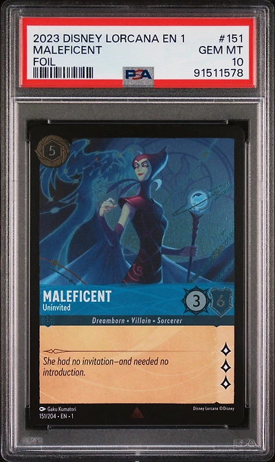 2023 Disney Lorcana En 1-the First Chapter 151 Maleficent - Uninvited Foil PSA 10