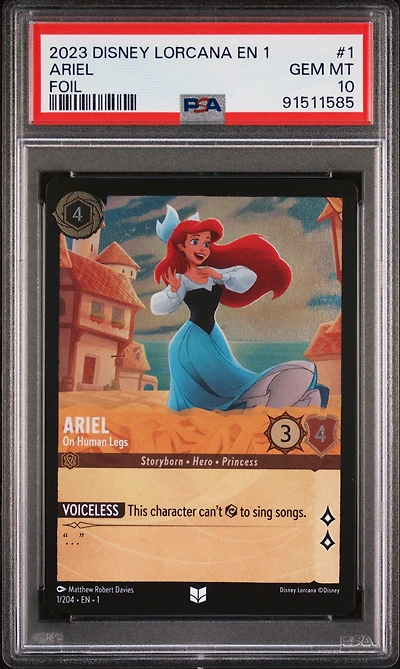 2023 Disney Lorcana En 1-the First Chapter 1 Ariel - On Human Legs Foil PSA 10
