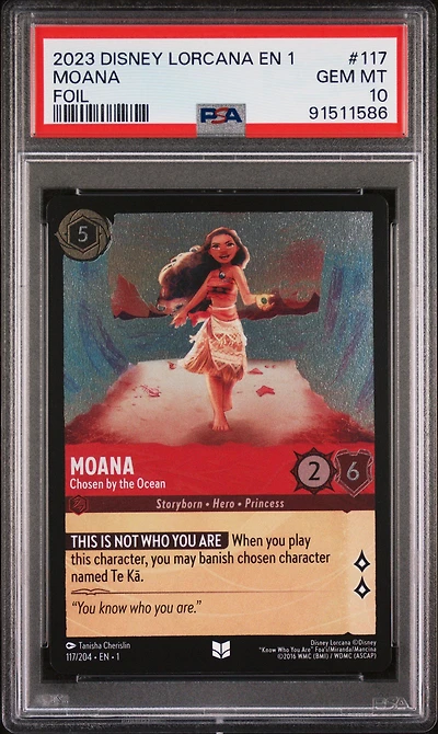 2023 Disney Lorcana En 1-the First Chapter 117 Moana - Chosen By The Ocean Foil PSA 10