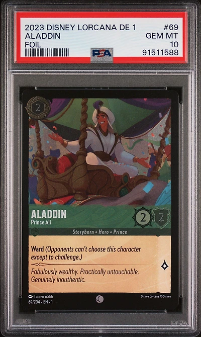 2023 Disney Lorcana German De 1-the First Chapter 69 Aladdin - Prince Ali Foil PSA 10