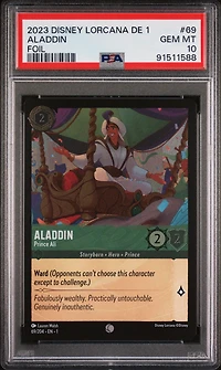 2023 Disney Lorcana German De 1-the First Chapter 69 Aladdin - Prince Ali Foil PSA 10