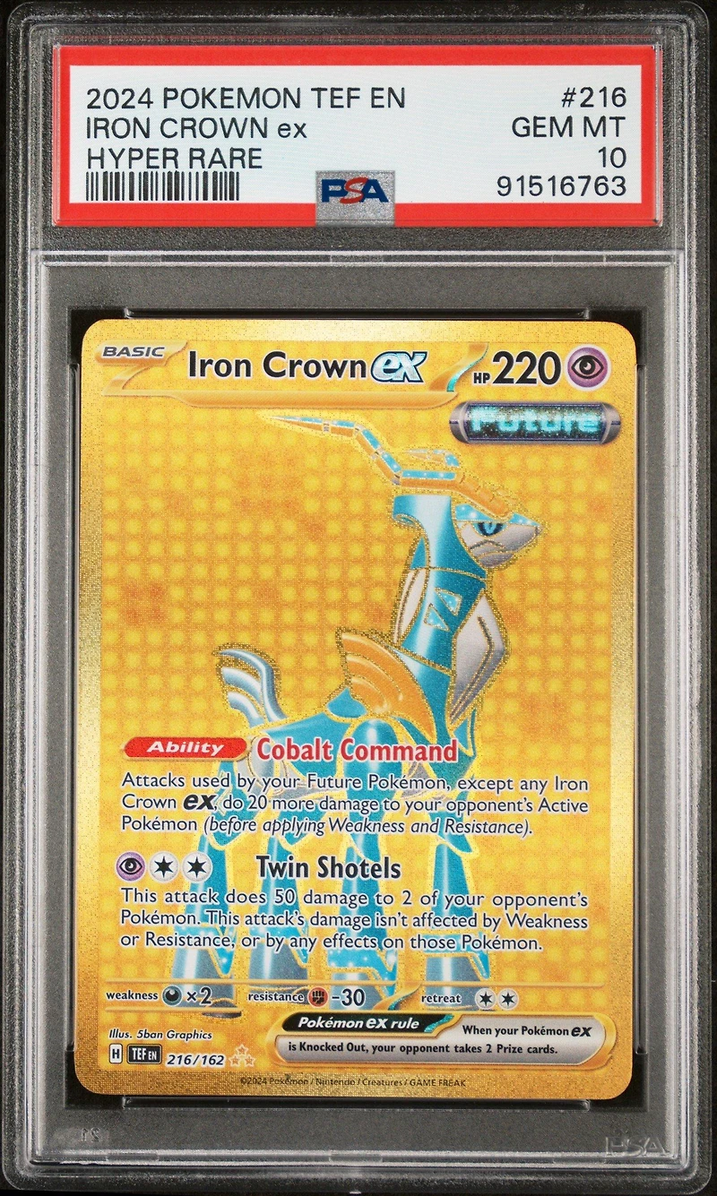 2024 Pokemon Tef En-temporal Forces 216 Iron Crown Ex PSA 10