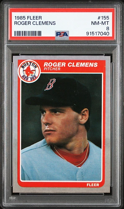 1985 Fleer 155 Roger Clemens PSA 8
