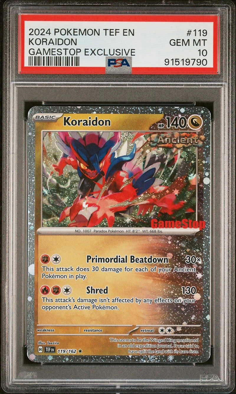 2024 Pokemon Tef En-temporal Forces 119 Koraidon PSA 10