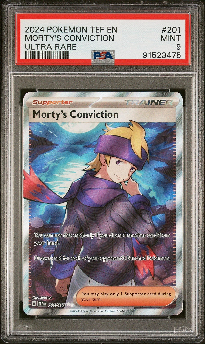 2024 Pokemon Tef En-temporal Forces 201 Morty's Conviction Ultra Rare PSA