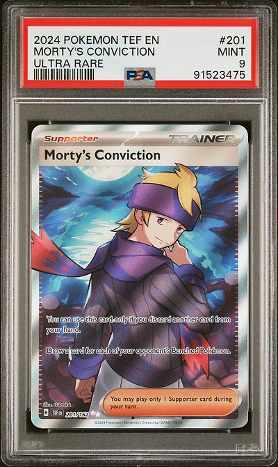 2024 Pokemon Tef En-temporal Forces 201 Morty's Conviction Ultra Rare PSA