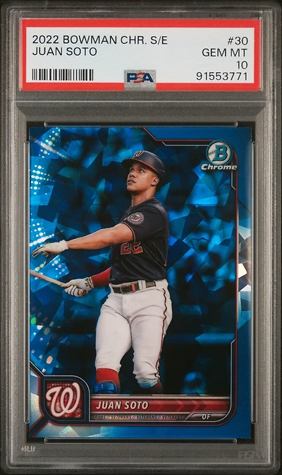 2022 Bowman Chrome Sapphire Edition 30 Juan Soto PSA 10