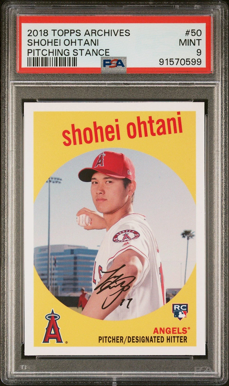 2018 Topps Archives 50 Shohei Ohtani Pitching Stance PSA 9
