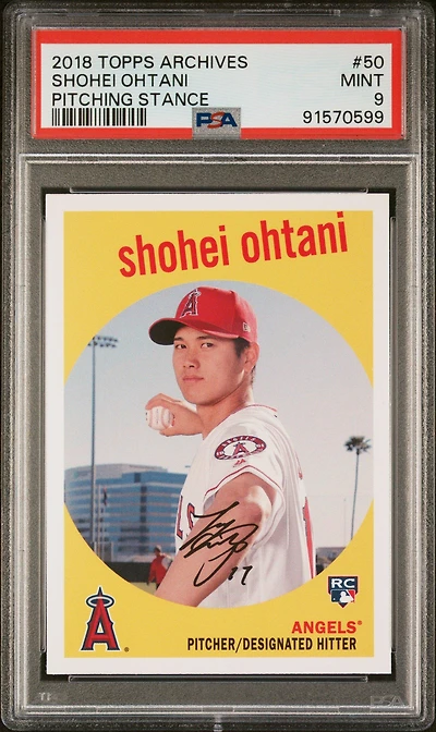 2018 Topps Archives 50 Shohei Ohtani Pitching Stance PSA 9