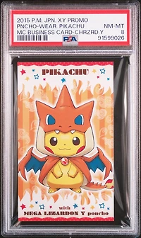 2015 Pokemon Japanese Xy Promo  Poncho-wearing Pikachu Mega Campaign Business Card-charizard Y PSA 8