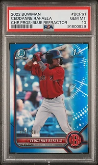 2022 Bowman Chrome Prospects Bcp61 Ceddanne Rafaela Blue Refractor PSA 10