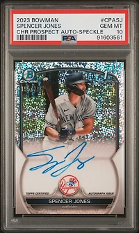 2023 Bowman Chrome Prospect Autographs Cpasj Spencer Jones Speckle PSA 10