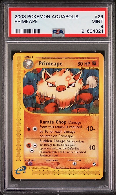 2003 Pokemon Aquapolis 29 Primeape PSA 9