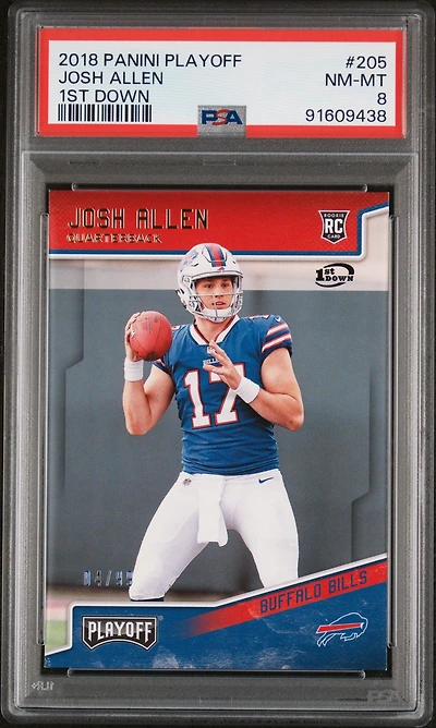 2018 Panini Playoff 205 Josh Allen 1st Down PSA 8