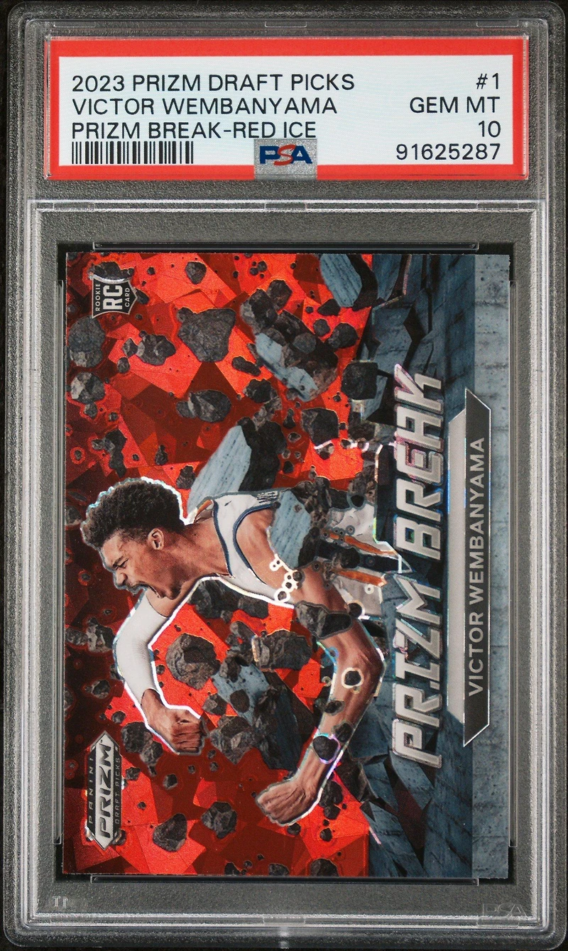 2023 Panini Prizm Draft Picks Prizm Break 1 Victor Wembanyama Red Ice PSA 10