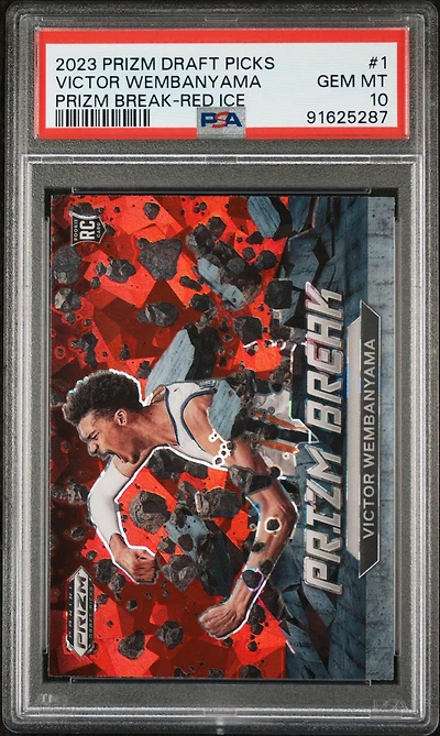 2023 Panini Prizm Draft Picks Prizm Break 1 Victor Wembanyama Red Ice PSA 10