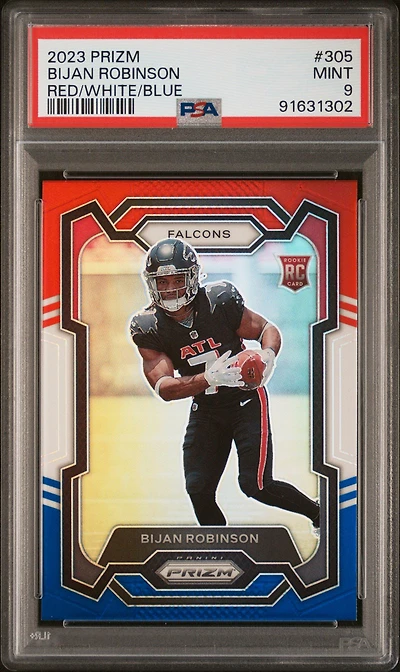 2023 Panini Prizm 305 Bijan Robinson Red/white/blue Prizm PSA 9