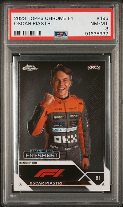2023 Topps Chrome Formula 1 195 Oscar Piastri PSA 8