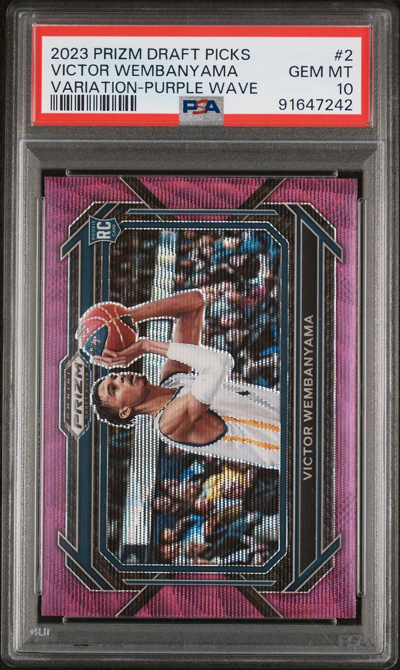 2023 Panini Prizm Draft Picks 2 Victor Wembanyama Variation-purple Wave PSA 10