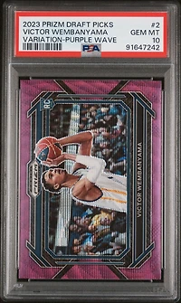 2023 Panini Prizm Draft Picks 2 Victor Wembanyama Variation-purple Wave PSA 10