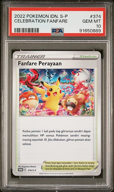 2022 Pokemon Indonesian S Promo 374 Celebration Fanfare PSA 10