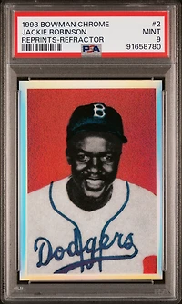 1998 Bowman Chrome Reprints 2 Jackie Robinson Refractor PSA 9
