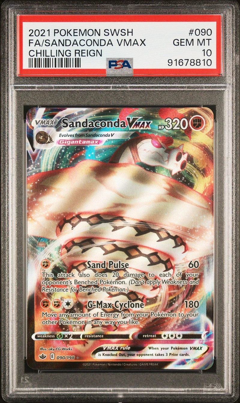 2021 Pokemon Sword & Shield Chilling Reign 090 Full Art/sandaconda Vmax PSA 10