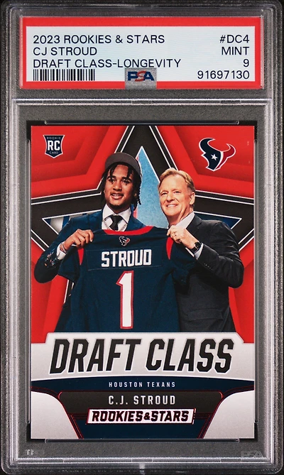 2023 Panini Rookies & Stars Draft Class Dc4 Cj Stroud Longevity PSA 9